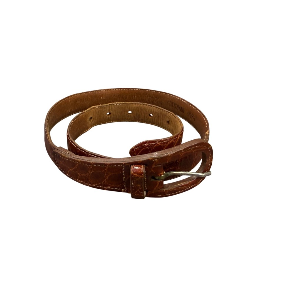 Cipriani Belt Unisex Medium Brown Genuine Alligator Leather Exotic Skin 9474